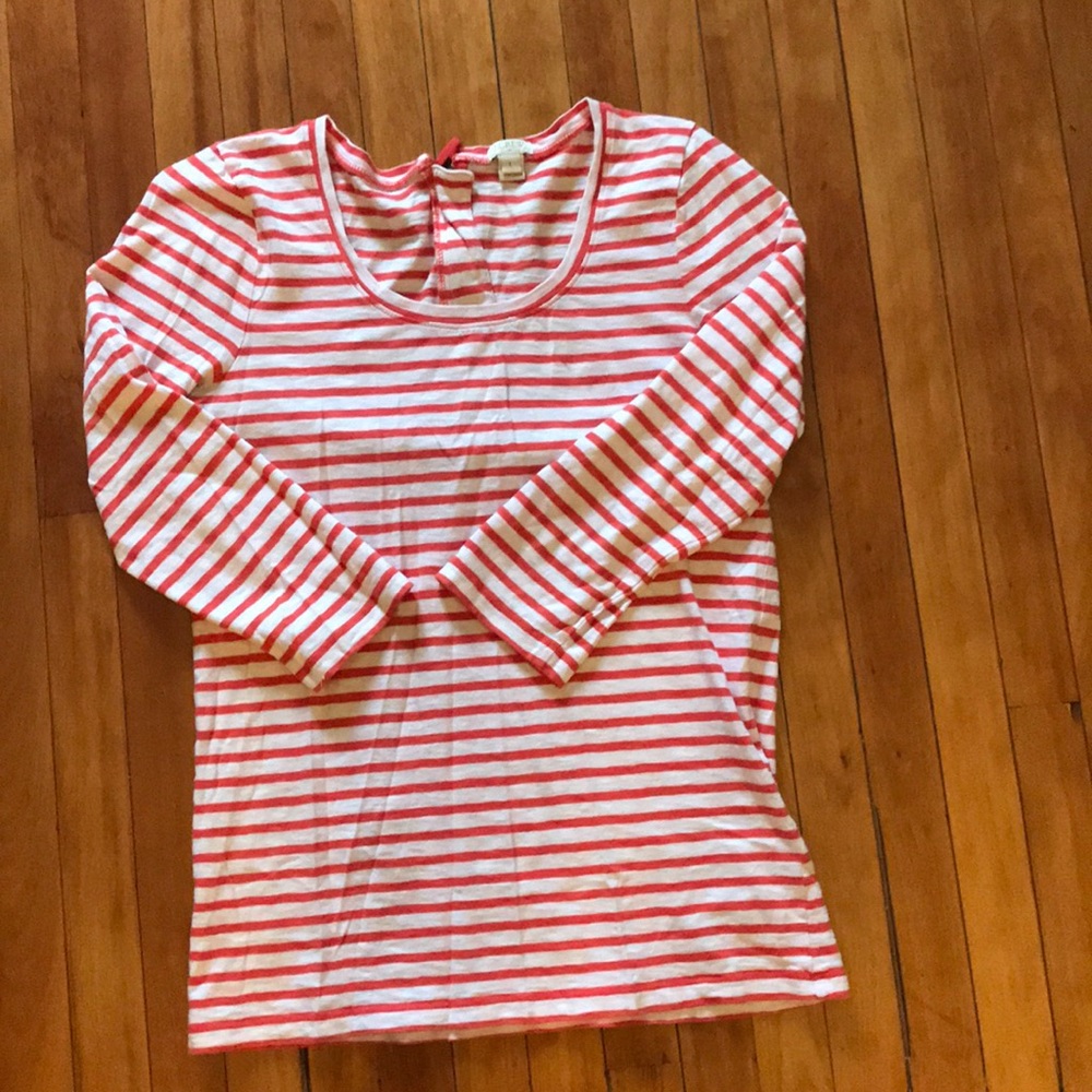 Size large orange and white stripe J Crew top.